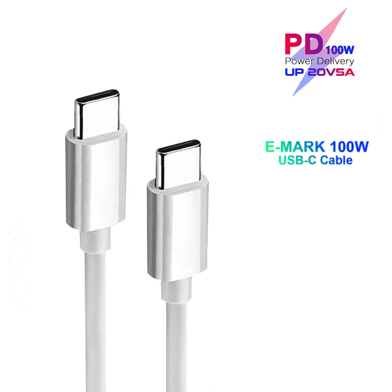 CÃ¢ble de charge 100W USB-C PD 5A E-MARK Fasrt, pour Macbook Pro iPad Air 4 SAMSUNG Note 20 Ultra S20 + HUAWEI Redmi Note 8 Pro