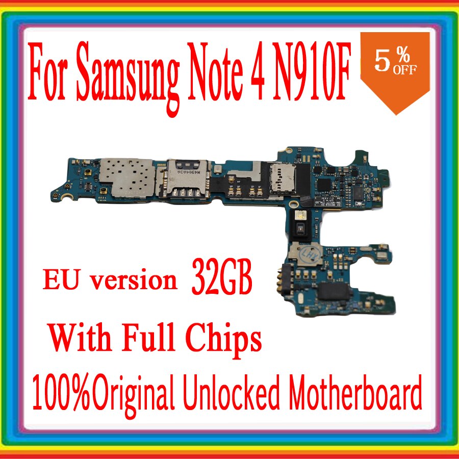 Carte mÃ¨re 32 go originale dÃ©bloquÃ©e pour Samsung Galaxy Note 4 N910F, Version europÃ©enne, avec puces complÃ¨tes