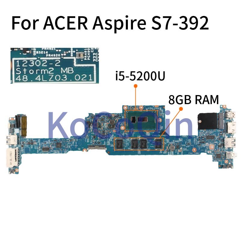 Carte mÃ¨re pour pc portable ACER Sterm2 S7-392 S7-393, 8 go de RAM, SR23Y, I5-5200U-1, 12302