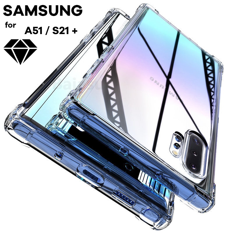 transparente silicone coque telephone kÄ±lÄ±fÄ± Pour Samsung Galaxy A51 A52 A71 A72 A70 A50 A32 A21s A12 S20 S10 S9 S8 Note 10 9 20 S21 Ultra Plus Armor De Luxe