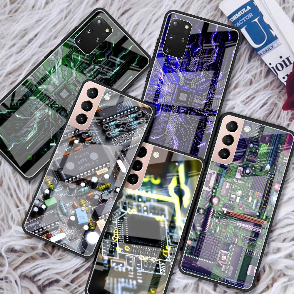 Coque en verre pour Samsung, compatible modÃ¨les S20, S21, FE, S10, S9, S10e, S8, Galaxy Note 20 Ultra, 10 Plus, 9, avec puce de carte mÃ¨re Capa