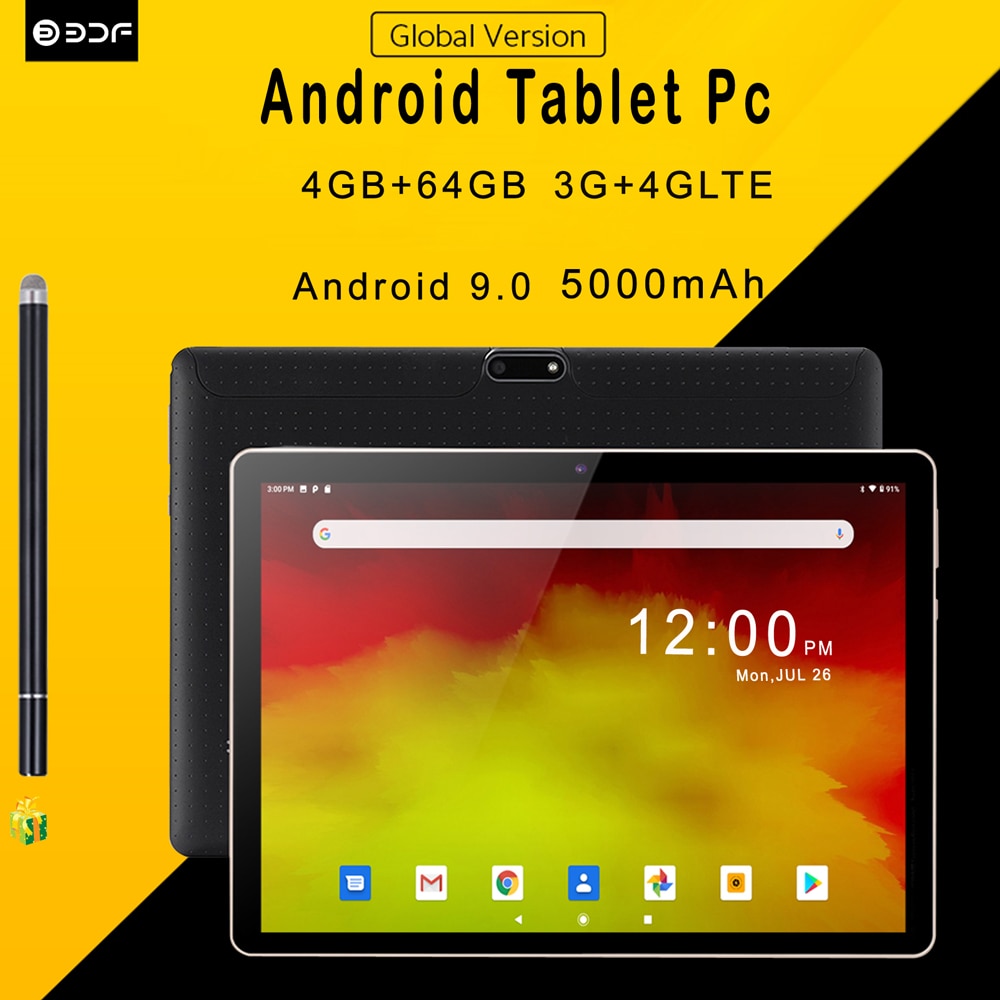 Tablette Pc Android 10.1 de 10 pouces, avec processeur octa core, 4 go de ram, 64 go de rom, carte Sim 3G, fonction d'appel tÃ©lÃ©phonique, 9.0