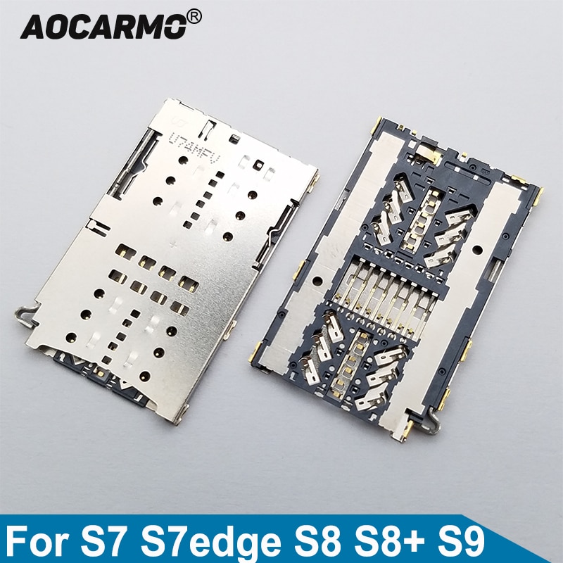 Aocarmo â lecteur de carte SIM avec connecteur intÃ©grÃ©, pour Samsung Galaxy S7 Edge S8 + S9 G9350 G9300 G9500 G9550 G9600 Plus Edge