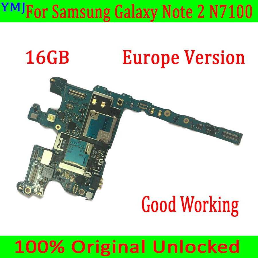 Carte mÃ¨re avec puces complÃ¨tes, 100% Original dÃ©bloquÃ© 16 GB, pour Samsung Galaxy Note 2 N7100, livraison gratuite,