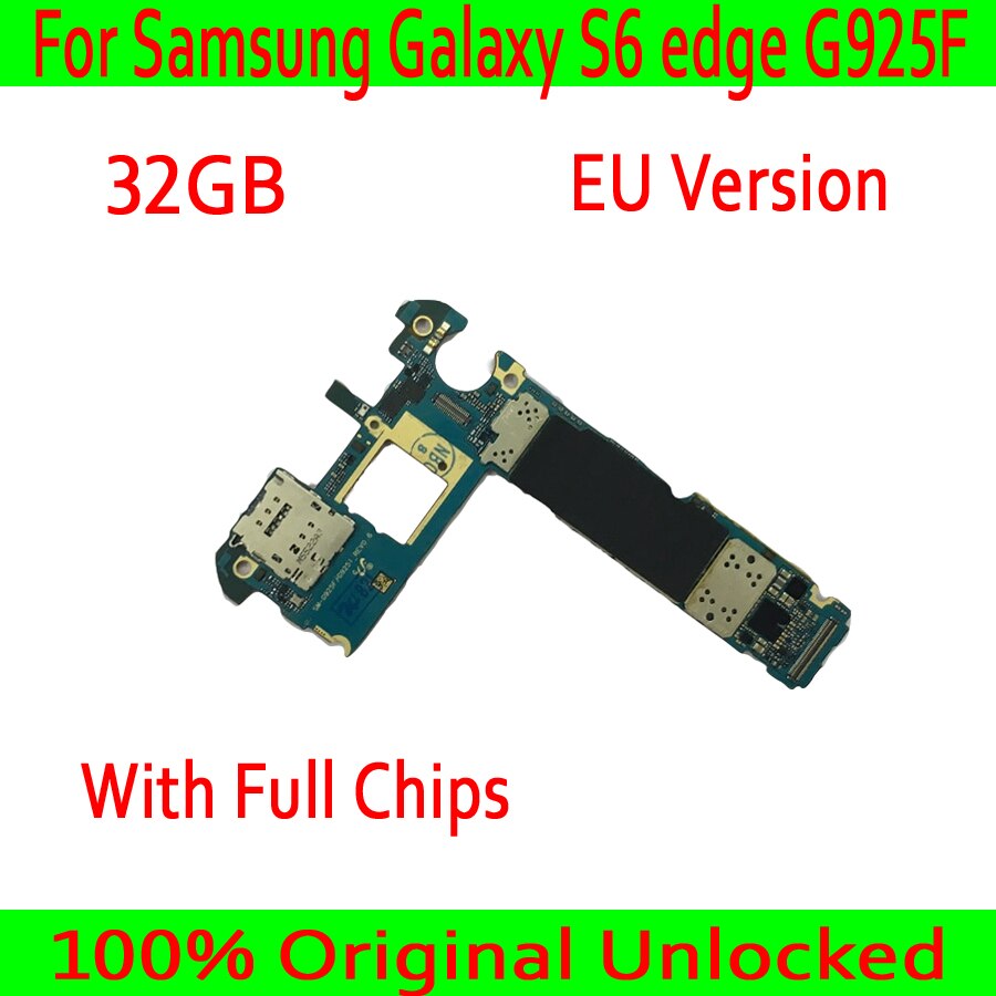 Carte mÃ¨re 100% originale dÃ©bloquÃ©e pour Samsung Galaxy S6 edge (G925F/G925I) avec systÃ¨me Android, circuit imprimÃ© complet Ã  puces, Version europÃ©enne