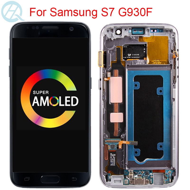 Ãcran tactile LCD avec chÃ¢ssis, 5,1 pouces, pour Samsung Galaxy S7 G930F, original