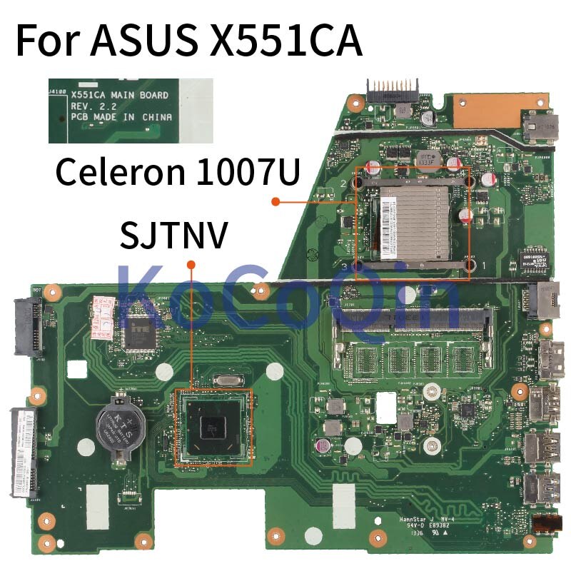 Carte mÃ¨re pour ASUS X551CA, composant pc portable, compatible avec processeurs X551CA, X551CAP, X551C, 1007U, SJTNV, DDR3